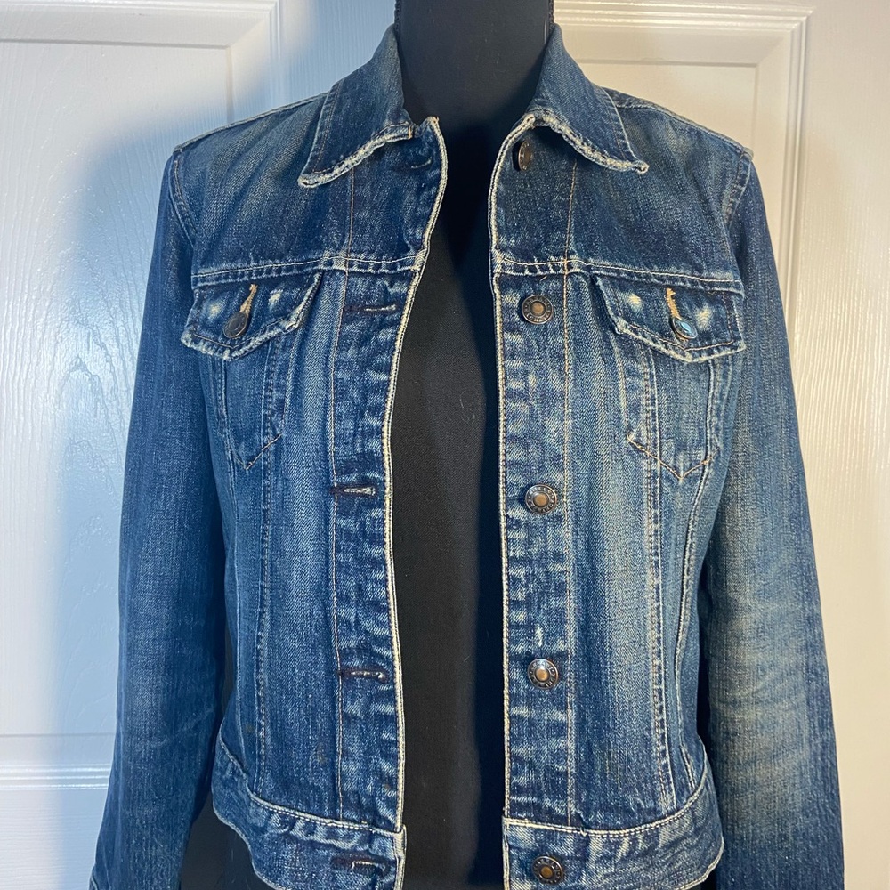 Armani Exchange Blue Jean Jacket with Tailored Fit